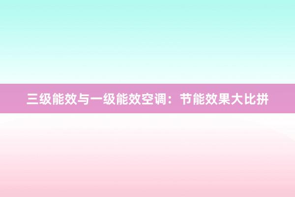 三级能效与一级能效空调：节能效果大比拼